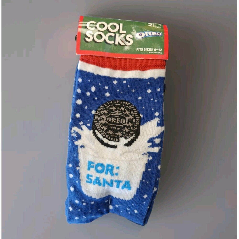 Cool Socks OREO Cookie 2-Pair Men's 8-12 Crew Socks Christmas Santa - NWT